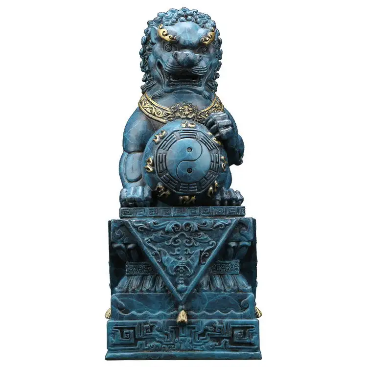 Penjualan Laris Dekorasi Cina 2021 Buah Patung Singa Kuningan untuk Dekorasi Rumah