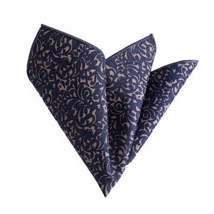 <b>Navy</b> Blue Mustard Paisley Cotton Neckerchief Men's Suits <b>Accessory</b> - Product Image 2