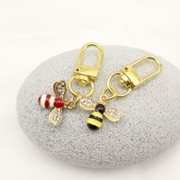 Mini Arı Anahtarlık, 54x18mm, Yapay Elmas ve Altın Tonlu Metal Hediyelik Şirin Çanta Süsü, 4 Renk