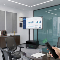 Chariot TV mobile intelligent avec armoire de rangement, support électrique à double colonne 1420-1720 mm pour réunions et conférences de 65 à 100 pouces