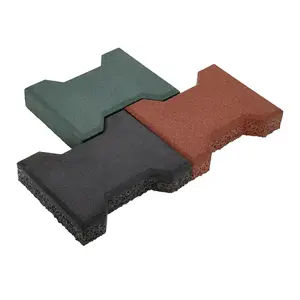 Interlocking Dog Bone Rubber Pavers Protective Flooring For Equines In Red Green Black Etc.