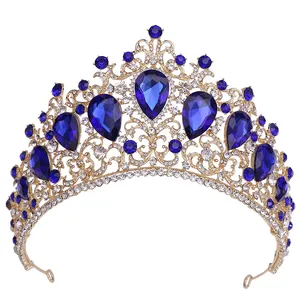 Barroco coroa de pedras de cristal, acessórios de luxo para casamento, noiva, rainha da princesa tiaras