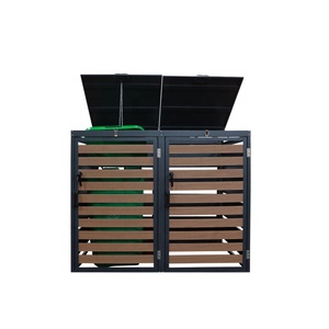 Cubo de <span class=keywords><strong>basura</strong></span> de acero de 3 puertas KD Structure 240L <span class=keywords><strong>armario</strong></span> de <span class=keywords><strong>basura</strong></span> con efectos de madera personalizado - Product Image 5