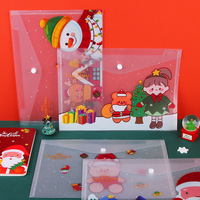 Pochette à documents en PVC à thème de Noël, dossier à bouton-pression imprimé festif pour le rangement des papiers