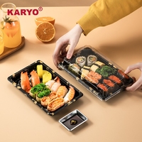 Boîte à sushi jetable en plastique KARYO 1107 pour la restauration à emporter, contenant pour sashimi, salade, collation