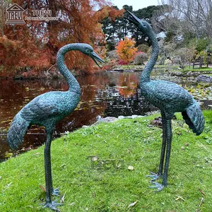 Cuộc sống Kích thước vườn Kim loại chim tượng Antique Cast Bronze Flamingo điêu khắc