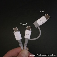 Etiquetas de datos de hilo trenzado Premium actual 3A empaquetadas a granel, círculo pequeño, 8 pines, USB C, 2 en 1, Cables