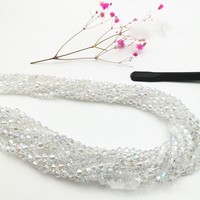 Kristal Kaca Bicone Bersegi 2/4/6/8mm Desain Biru Berkilau Polesan Halus Aksesori Fashion Berkilau Produsen Langsung