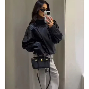 OFTBUY 2026 <span class=keywords><strong>Giacca</strong></span> da Moto in <span class=keywords><strong>Ecopelle</strong></span> PU da <span class=keywords><strong>Donna</strong></span>, Moda Primavera Autunno, con Chiusura a Cerniera e Design alla Moda con Texture Effetto Ciottolo - Product Image 5