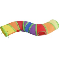 Tunnel pour chat pliable en polyester, écologique et durable, style classique, petit modèle, pour l'exercice et le jeu interactif, motif arc-en-ciel