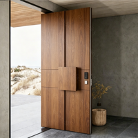 Pintu Masuk Pivot Aluminium Tahan Air Ukuran Besar Kustom dengan Finishing Motif Kayu untuk Rumah Villa