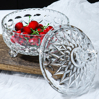 Pot à bonbons vintage en verre cristal avec couvercle, boîte de rangement décorative pour bijoux, boîte à bonbons, décoration d'intérieur, fête de mariage