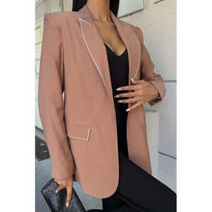 Chaqueta Blazer para Mujer Sobe, Color Camel, Antiarrugas, con Detalle de Piedras y Diseño de Solapa - Product Image 5