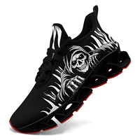 Sepatu Kasual Desain Terbaru untuk Pria, Sneakers Tengkorak Gothic, Sepatu Olahraga Bernapas |   FN003XD-240270016