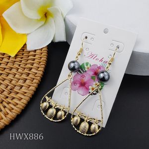 Boucles d'oreilles hawaïennes en <span class=keywords><strong>or</strong></span> 14K, perles et diamants mélangés de fleurs, boucles d'oreilles tortue en <span class=keywords><strong>or</strong></span> - Product Image 2