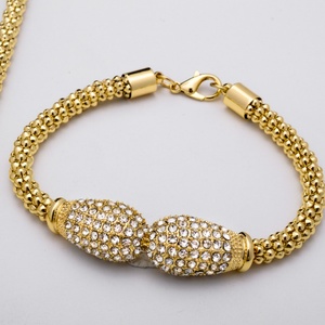 Ensemble de bijoux de mariée en or africain arabe, collier, bracelet et boucles d'oreilles en or brésilien européen de luxe, zircone cubique - Product Image 5