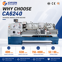 Torno Horizontal Manual CA6240 de 24 Velocidades y 64 Posiciones para Roscado y Piezas Mecánicas