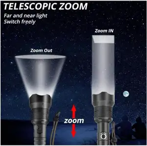 Lampe de poche led en aluminium XHP70, 10000 lumen, zoomable, rechargeable par usb, pour la chasse en plein air, nouveau modèle