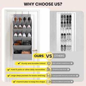 Door Storage Rack Multi-compartment Multi-layer Door-mounted Fabric Storage Bag Door Storage Bag Hanging <b>Hook</b> - Product Image 6