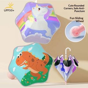 Paraguas Infantil Moderno con Esquinas Redondeadas, Diseño de Dibujos Animados, con Tela Anticolisión, 6 Varillas, Protección UV para Niños y Niñas - Product Image 3