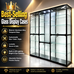 Vitrine en verre acrylique avec éclairage LED et portes coulissantes pour magasin de détail, boutique et salle d'exposition - Product Image 1
