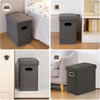 Banco Otomano de Almacenamiento Plegable con Asa Personalizada, de Tela Moderna y Sólida para Sala de Estar, 42*27*42cm, Venta al por Mayor de Tela Lienn