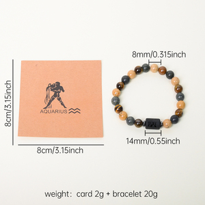 Bracelets en pierres naturelles à la mode, bijoux en cristal énergétique, bracelet en cristal des 12 signes du zodiaque avec cartes - Product Image 3