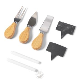 Ensemble de plateau à charcuterie en bambou avec couteaux à fromage, plats en céramique et <span class=keywords><strong>étiquette</strong></span>s en <span class=keywords><strong>ardoise</strong></span>, cadeau pour les amateurs de vin - Product Image 2