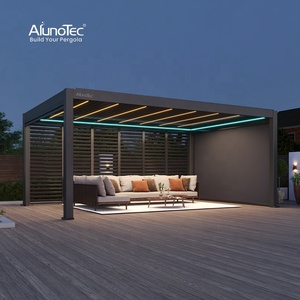 AlunoTec Ngoài Trời Nhôm Tán Treo Tường Không Thấm Nước Louver Mở Mái Che Cơ Giới Pergola Gazebo - Product Image 4