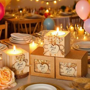 Wooden Candle Stand Heart-Shaped Wedding Valentine's Day Commemorative Gift Handmade Customized Design UV Printing Rustic - Product Image 3