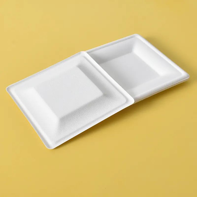 صديقة للبيئة المطبخ أطقم العشاء لوحات تفل مربع لوحة أدوات المائدة قصب السكر لوحات