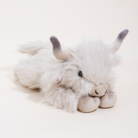Peluche de Noël mignonne et réaliste Vache des Highlands écossaise avec rembourrage en coton PP, anti-stress, lavable, douce, unisexe, idéale pour un anniversaire