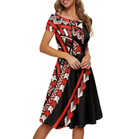 Polynésien épaules dénudées robe à manches courtes imprimé ethnique femmes décontracté maillots de bain léger Polyester séchage rapide grande taille