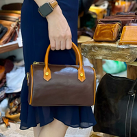 Vente transfrontalière de sacs à main pour femmes en cuir véritable, sacs bandoulière, sacs à main en cuir de vachette tanné végétal, sacs Boston