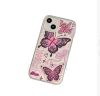 Coque de téléphone portable en TPU anti-chute, motif papillon rose de dessin animé, designs de luxe, vente en gros, pour iPhone 18 17 16 15 14 13 12 Pro