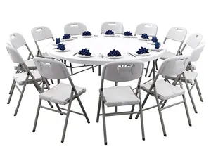 10 Personen Hochzeits feier im Freien Bankett Tisch Kunststoff runden Klappstuhl Tisch