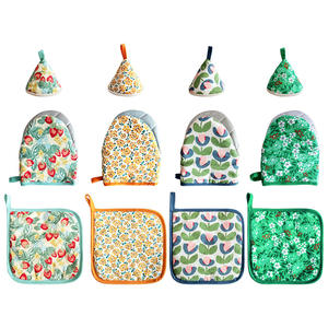 Maniques de cuisine Homey 14x18cm résistantes à la chaleur, motif végétal imprimé, pour la manipulation des couvercles de casseroles et faitouts en émail - Product Image 3