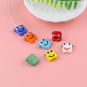 Cuentas de cristal rectangulares con diseño de robot de dibujos animados, accesorio de cristal lampwork para bricolaje, collar, pulsera, cadena para teléfono, color aleatorio - Product Image 2