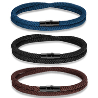 Bracelets de couple minimalistes en corde milanaise tressée à double couche avec fermoir métallique, bijoux d'amitié, cadeaux, bracelets colorés
