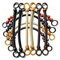Panier en rotin tressé avec poignée en perles de bois 33/37/47CM, anneau de transport, accessoires rétro perlés, poignée en corde de nylon