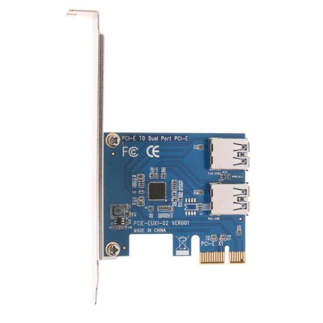 Magelei Super Speed PCIE 1 to 2 PCIE 2 Port USB 3.0 Multiplier Expansion Riser Card USB3.0 Extender Adapter Riser Card