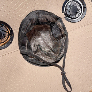 Chapeau de soleil pour l'alpinisme avec double ventilateur, large bord, chapeau de pêche, casquette à ventilateur de refroidissement solaire rechargeable par USB - Product Image 4