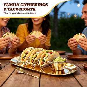 Ensemble de couverts en acier inoxydable pour tortillas, plateau à tacos durable, coupelle à sauce, cuillère à assaisonnement pour fêtes, restaurants et cuisines - Product Image 4