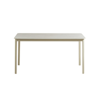 Table à manger rectangulaire minimaliste en bois blanc avec revêtement en poudre métallique et pierre frittée pour cuisine et bureau