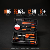 Kit d'outils ménagers 9 pièces, ensemble d'outils de réparation, tournevis, pinces, couteau utilitaire, étui moulé par soufflage, ensemble d'outils de bricolage pour la maison, personnalisable OEM
