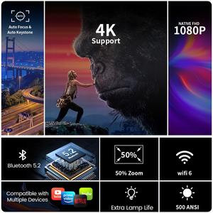 Проектор для домашнего кинотеатра, мини-проектор, смарт-проектор, Full HD, Wi-Fi, Bluetooth, для игр, мобильных телефонов, ТВ, Android, образовательный, интерактивный проектор - Product Image 6
