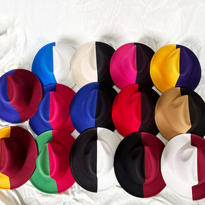 Vente en gros Chapeau en feutre personnalisé bicolore miniature à la mode élégante de couleur unie Nouveau Chapeau haut de forme plat pour femme Fedora pour homme et femme - Product Image 1