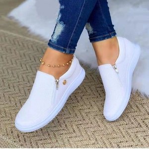 Chaussures <span class=keywords><strong>de</strong></span> marche compensées pour femmes 2026, style plateforme, couleur unie, semelle épaisse, fermeture éclair, chaussures vulcanisées pour femmes, baskets Mujer - Product Image 2