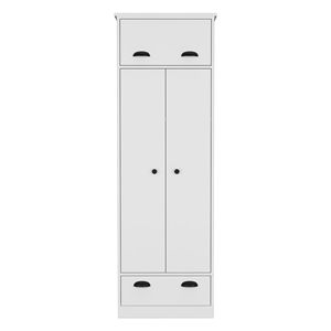 Armario Tifton Blanco de 2 Puertas y 2 Cajones, Mueble de Dormitorio Moderno y Minimalista, Armario de Almacenamiento - Product Image 6