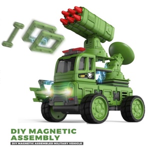 Jouets <span class=keywords><strong>de</strong></span> construction <span class=keywords><strong>de</strong></span> véhicules militaires à assembler magnétiquement, jouets magnétiques en plastique 3D pour enfants, cadeau - Product Image 1